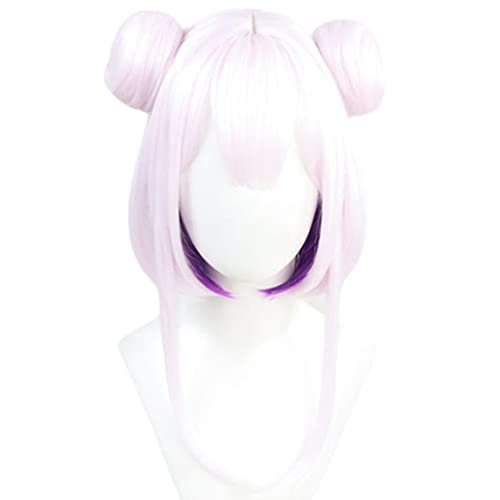 LAOBAO コスプレ ウィッグ 潤羽るしあ ふぁんでっど ネクロマンサーの姫 お団子ヘア ピンク ボブ かつら カツラ メッシュ 耐熱 変装用ウィッグ コスチューム小物 ハロウィン 仮装 cosplay wig (D)