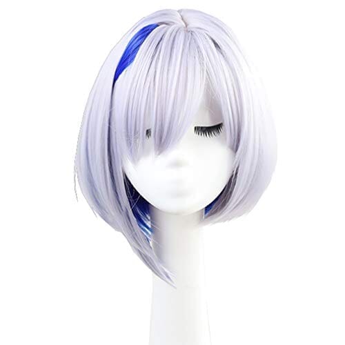 LAOBAO コスプレ ウィッグ 天音かなた 耐熱 変装用ウィッグ シルバー 青 グラデーション コスチューム小物 パーティー 仮装 ハロウィン お祭り イベント cosplay wig (天音かなた)