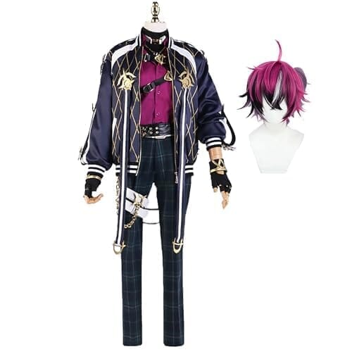[mvivm] 【スイカ コス】Vtuber Doppio Dropscythe ドッピオ ドロップサイト にじさんじ 無限学科 XSOLEIL 1年生 スプレ衣装 ウィッグ 付き コスチューム Cosplay 文化祭 学園祭 ハロウィン クリスマス 誕生日 忘年会 (2XL, 男)
