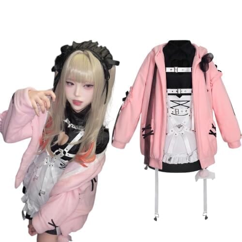 [Ester rabbit] にじさんじ コスプレ 魔界ノりりむ 地雷系 コスチューム 全セット メイド風 ハロウィン クリスマス 仮装 漫遊展 写真撮影 プレゼント Vtuber、衣装セット(ウイッグなし)、XXXL、魔界ノりりむ