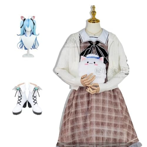 [YYSMUPILE] YouTube VTuber Hololive 雪花ラミィ コスプレ衣装 靴下付き 【ウィッグ、靴追加可能】 コスチューム コスプレ ハロウィン コスプレ仮装 コスチューム 年会 学園祭 文化祭 (XL,衣装+ウイッグ+靴) [並行輸入品]