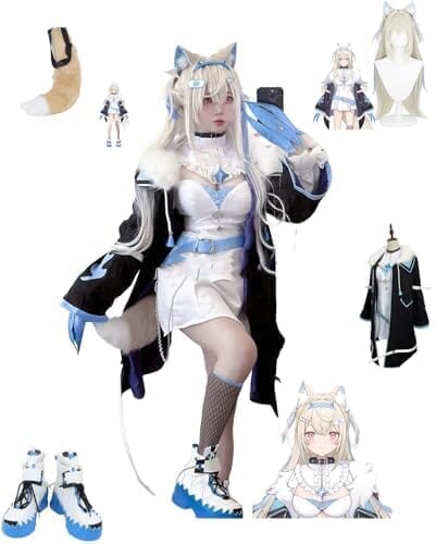 [エゴシー] 出品 実物撮影 即納！ Hololive Vtuber EN Fuwawa Mococo Abyssgard Cos コスプレ オーダーメイド製作可能 (衣装+ 靴 +尻尾 +ウィッグ)