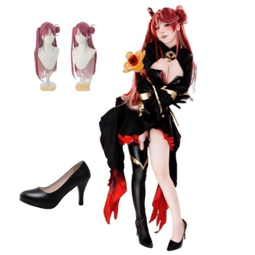 [YYSMUPILE] YouTuber vtuber Hololive 宝鐘マリン 魔法少女 コスプレ衣装 【ウィッグ、靴追加可能】 コスチューム コスプレ ハロウィン コスプレ仮装 コスチューム 年会 学園祭 文化祭 (衣装+ウイッグ+靴,L)
